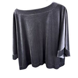Gap Womens Gray Velvet Top Large L Kimono Short Sleeve Boat Neck Crop Oversized